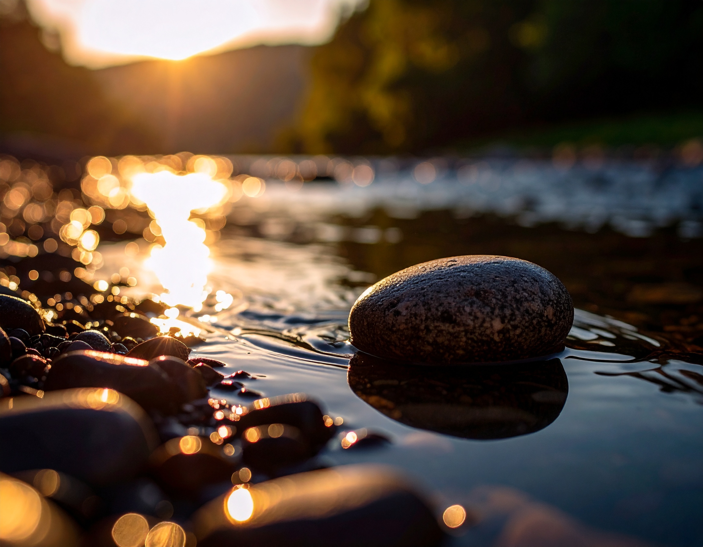 Ein Stein, der rund geworden ist, weil das Wasser nicht aufhörte